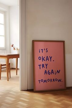 Try Again Tomorrow, Aesthetic Print, Deco Studio, Affirmation Posters, Wall Art Retro, Retro Aesthetic, Try Again, Pretty Quotes