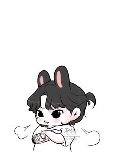 Cute Tumblr Wallpaper, Jungkook Fanart, Chibi Drawings, Bts Drawings, Bts Chibi, Mini Canvas Art, Baby Bunnies, Cute Chibi, Jungkook Cute