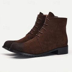 Men's Brown Suede Lace-Up Ankle Boots - Durable Casual Boots for Outdoor Adventures and Everyday Wear 2024 - $49.99 Rugged Suede-lined Ankle Lace-up Boots, Suede Waterproof Lace-up Boots With Reinforced Toe, Brown Weatherproof Ankle Lace-up Boots, Masculine Brown Ankle Boots, Waterproof Brown Lace-up Chukka Boots, Men’s Boots, Suede Lace, Motorcycle Boots, Biker Boots