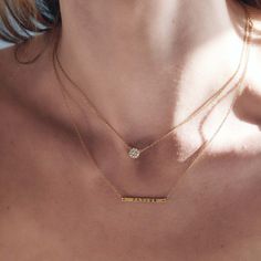 Gold Pavé Crystal Disc Necklace, Dainty Delicate Minimal Necklaces – AMYO Jewelry Layer Necklaces, Silver Necklace Set, Layered Chain, Disc Necklace, Silver Bars, Necklace Dainty, Engraved Necklace, Multi Strand Necklace, Personalized Necklace