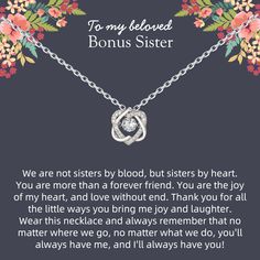 PRICES MAY VARY. SISTER GIFTS: Celebrate the beautiful bond of bonus sister with this simple and elegant necklace. Let her know that your hearts are intertwined for eternity, just like these infinity two interlocking hearts, allowing your sister to keep necklace close to her heart no matter where she goes. Sweet gifts for sister in law. Makes an excellent birthday gift for women. MATERIALS: The necklace is made of sterling silver. This necklace will not turn your skin green, red or itchy. The un Sister In Law Wedding, Unbiological Sister Gifts, Sister In Law Birthday, Gifts Sister, Unbiological Sister, 2 Hearts, Sister Sister