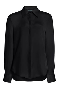 BRANDON MAXWELL The Spence Button Down in Black The Spence Button Down reimagines our classic button up in a new muted hue. Crafted using a premium 4-ply silk crepe that’s smooth to the touch, this classic style is made complete with a concealed placket, and elegant French cuffs. Composition: 100% Silk Color: Black Fit: True to Size Tailoring Details, Black Button Down Shirt, Brandon Maxwell, Work Wear Women, Blazer Black, Silk Crepe, Moda Operandi, Fashion Collection, Everyday Fashion