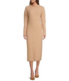 Antonio Melani Greer Wool Blend Knit Crew Neck Long Sleeve Midi Sheath Dress | Dillard's Winter Sheath Midi Dress, Spring Wool Fitted Midi Dress, Sheath Midi Dress For Fall, Classic Fitted Midi Sweater Dress, Taupe Midi Sweater Dress, Luxury Wool Midi-length Dresses, A-line Stretch Sweater Dress, Antonio Melani, Career Woman