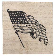 an american flag is drawn on old paper