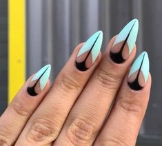 Black And White Nail, Unghie Nail Art, Her Nails, Almond Nails Designs, White Nail, Fancy Nails, Dope Nails, Matte Nails