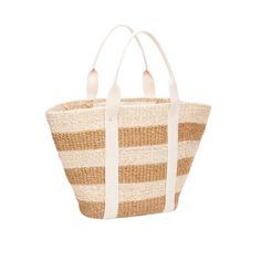 The Merrit Woven Straw Tote comes in a variety of colors, perfect for your ideal getaway. Unlike any other tote, the sustainable material builds into a unique yet chic bag that can fit all your vacation essentials. Pair with you favorite swimsuit and coverup for a day by the sea side. Handcrafted from all-natural woven abaca straw using a time-honored Filipino basketweaving technique. Features cotton handles. Measures 18” W x 11” H x 10” D with an 8” handle drop. Chic Straw Bag For Everyday Vacation Use, Chic Straw Bag For Vacation And Everyday Use, Chic Beige Beach Bag For Summer, Chic Straw Bag For Vacation Shopping, Chic Vacation Straw Bag For Shopping, Chic Rectangular Beach Bag For Vacation, Chic Vacation Straw Shopping Bag, Chic Large Capacity Beach Bag For Vacation, Chic Vacation Bucket Bag