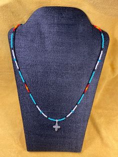 Single Strand necklace in Native Turquoise colors.  22" long. Southwestern Beaded Turquoise Pendant Necklace, Southwestern Style Beaded Turquoise Pendant Necklace, Multicolor Beaded Southwestern Turquoise Necklace, Southwestern Turquoise Necklace With Tiny Beads, Southwestern Blue Beaded Necklace With Tiny Beads, Southwestern Blue Beaded Necklaces For Gift, Southwestern Style Blue Beaded Necklace For Gift, Southwestern Blue Necklace With Tiny Beads, Adjustable Multicolor Turquoise Necklace With Polished Beads