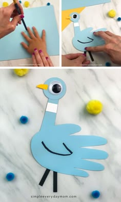 the process to make a paper bird craft for kids