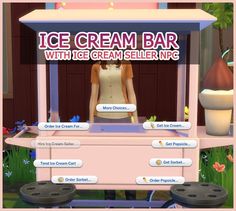 the ice cream bar is set up for sale