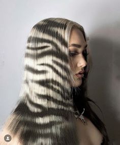 zebra print hair inspo Zebra Stripe Hair, Baddie Pfps, Hair Colorful, Wig Ideas, Lady Luck, Hair Business, Hair Streaks, A Balanced Diet