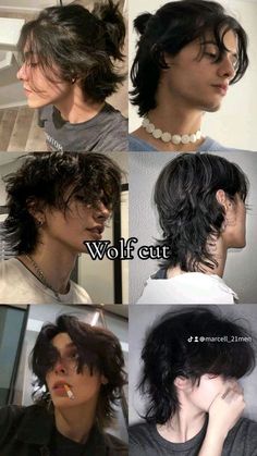 Long Wolfcut Haircut With Bangs, Haircut With Bangs, Wavy Hair Men, Long Wolfcut Haircut, Wolfcut Haircut, Long Wolfcut, Men Haircut Styles