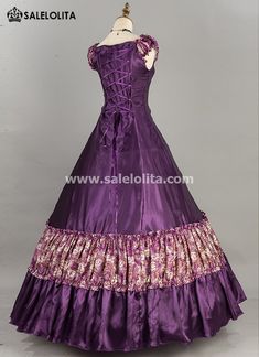 Purple Floral Victorian Southern Belle Lolita Princess Fancy Dress Ball Gown Reenactment Costume     Condition: Brand New   Color:  Purple   Material: This Victorian Southern Belle Dress is made of  High Quality Cotton and Satins,smooth, soft and comfortable to wear   Sleeve Length: Short Sleeve   Dresses Length:Floor-Length   Neckline:  Square Collar   Decoration: Ruffles + Bow   Style: This dress is perfect for civil war,victorian,medieval,regency,renaissance, wedding, cosplay, Scarlett Ohara Dresses, Princess Fancy Dress, Gothic Victorian Dresses, Southern Belle Dress, Belle Princess, Fancy Dress Ball, Dress Ball Gown, Bow Style, Belle Dress