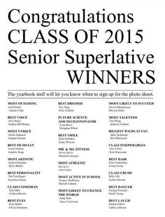 congratulations class of 2015 senior superalve winners