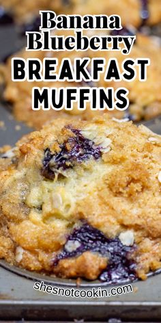 Banana blueberry breakfats muffins in muffin tin. Raspberry Oatmeal Muffins, Blueberry Breakfast Muffins, Streusel Topping For Muffins, Banana Blueberry Oatmeal Muffins, Blueberry Oat Muffins, Raspberry Oatmeal, Blueberry Oatmeal Muffins, Banana Oatmeal Muffins, Banana Blueberry Muffins