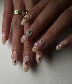 sweetheart #gemstonenails #gemnails #strassnails #biabnails #stonenails #naturalnails #gelnails #nailart #jewelrynails #nailaddict… | Instagram Nail Jewel Design, Stone Nails, Opal Nails, Jewel Design, Asian Nails, Matte Nails Design, Baby Nails, Work Nails