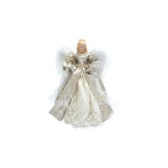 an angel figurine is shown on a white background