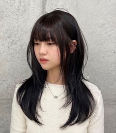 Medium Layers With Wispy Bangs, Korean Layers With Bangs, Korean Aesthetic Haircut, Bangs With Medium Hair Asian, Hime Haircut Wispy Bangs, Layered Hime Haircut Short, Korean Long Hair With Bangs, Korean Hair Bangs, Soft Hime Haircut