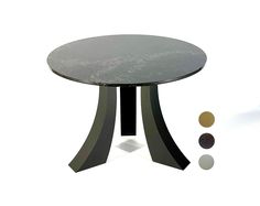 a round table with four different colored circles around it and the base is made out of metal