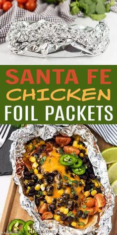 foil packet filled with chicken and black beans