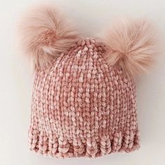 Stay cute and cozy with this Rosy Chenille Hat! Its super-soft rosy pink chenille will keep your little one warm and the two pink pom poms will make sure she looks extra stylish. Cute Soft Winter Bonnet, Cute Soft Pink Hat, Cute Winter Bonnet, Cute Soft Winter Hats, Cute Soft Knit Winter Hats, Cute Pink Winter Beanie, Cute Pink Crochet Hat For Winter, Playful Pink Crochet Hat, Cute Pink Beanie Hat