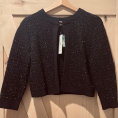 Brand New With Tag! Chic Black Cardigan For Formal Occasions, Elegant Spring Sweater For Night Out, Elegant Sweater For Night Out In Spring, Chic Black Formal Cardigan, Elegant Fall Sweater For Night Out, Elegant Sweater For Night Out In Fall, Elegant Cardigan For Night Out In Fall, Black Formal Cardigan For Fall, Formal Black Cardigan For Fall