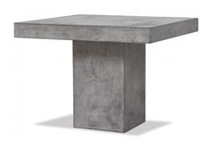 the concrete table is square and has two legs on each side, with one leg raised up