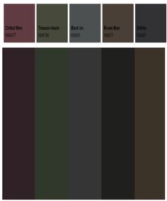 the color scheme for different shades of brown, black and green with text on it