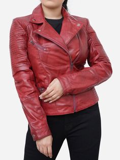 Women Vintage Style Genuine Red Leather Biker Jacket, Vintage Winter Leather Jacket, Ladies Biker Jacket, Girls Leather Jacket, Gift For Her *return policy* We do not compromise on quality and comfort. Return and Refund Policy: This item includes a 100% Money Back Guarantee! If you are not completely satisfied with your purchase for any reason, you received damaged, faulty product or you did not receive the size that you originally ordered, just send it back to our return address and we will iss Red Zipper Outerwear For Biker Events, Red Zipper Closure Outerwear For Biker Events, Red Biker Outerwear With Zipper Closure, Red Leather Jacket For Biker Events, Red Leather Long Sleeve Jacket For Biker Events, Red Leather Jacket For Biker Events In Fall, Red Long Sleeve Leather Jacket For Biker Events, Red Fitted Moto Biker Jacket, Red Fall Biker Jacket For Biker Events