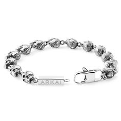 * Rust-resistant stainless steel
 * Comes in a signature box 
 * Great gift for him Silver Skull Print Bracelets As A Gift, Silver Skull Beaded Bracelets As Gift, Skull Bracelet, Custom Fit, Gift For Him, For Life, Denmark, The Man, Life Is