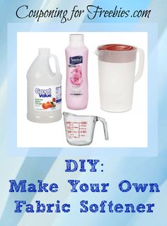 the instructions for making fabric softeners are shown in blue and white with text