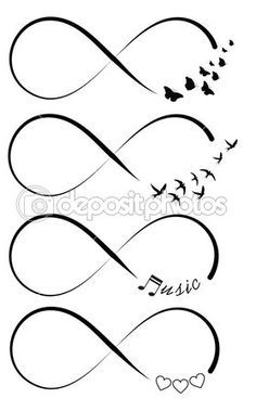 the word music written in black ink on a white background with birds flying around it