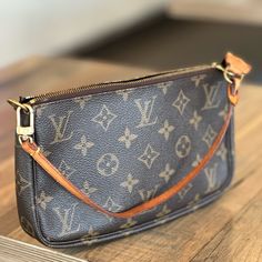 100% Authentic Material: Leather This Item Has Been Used And May Have Some Minor Flaws. Before Purchasing, Please Refer To The Images For The Exact Condition Of The Item. Lv Pochette, Louis Vuitton, Monogram, Leather, Quick Saves, Color