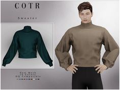 an image of a man wearing a turtle neck sweater and black pants with his hands on his hips