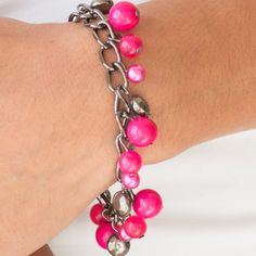 Brand New, Gunmetal Bracelet With Hot Pink Beadings, Extender And Lobster Clasp. Pink Metal Bracelets For Party, Trendy Pink Metal Bracelets, Trendy Pink Metal Bracelet, Pink Metal Beaded Jewelry, Pink Beaded Metal Jewelry, Paparazzi Jewelry, Pink Bracelet, Hold Me, Jewelry Ideas