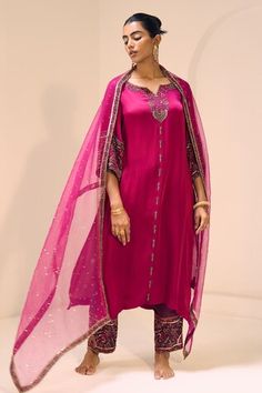 Pink dupatta with sequin, thread and beads embroidery. - Aza Fashions Silk Dupatta With Mirror Work For Reception, Embellished Silk Dupatta For Navratri, Pink Embellished Chanderi Dupatta, Embellished Chanderi Dupatta In Traditional Drape, Silk Dupatta With Handwork For Diwali, Diwali Silk Dupatta With Handwork, Embellished Silk Dupatta For Festivals, Traditional Embellished Tissue Silk Dupatta, Embellished Silk Dupatta