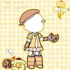 a cartoon character holding a donut in one hand and a teddy bear in the other