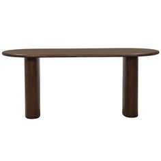 an oval wooden table with two legs on the top and one leg extended to the side