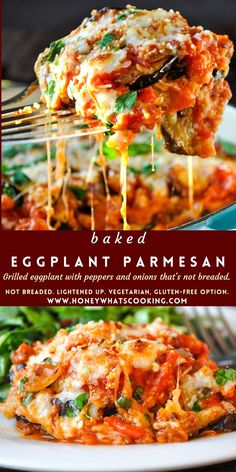 an eggplant parmesan casserole with spinach and tomato sauce