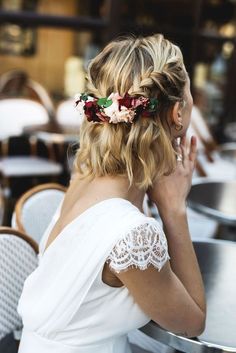 Brautfrisuren kurze Haare und schulterlange Haare: Geniale Ideen Bridal Braids, Elegant Wedding Hair, Wedding Hairstyles With Veil, Short Braids, Bridesmaid Hair Short, Short Wedding Hair, Penteado Cabelo Curto, Wedding Hairstyles Updo