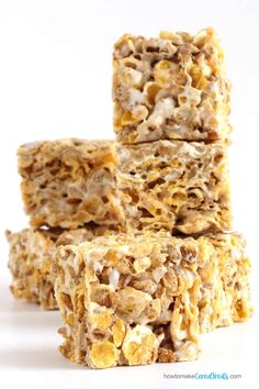 three pieces of granola bars stacked on top of each other