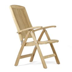 a wooden folding chair on a white background