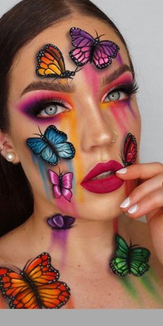 Butterfly Makeup Ideas, Face Paint Art, Makeup Artistique, Makeup Ideas For Halloween, Fantasy Make-up, Maquillage Yeux Cut Crease, Make Up Designs, Most Beautiful Butterfly, Extreme Makeup