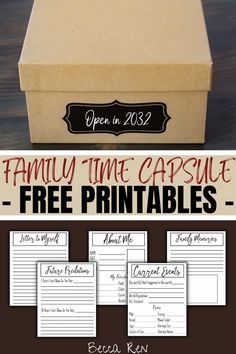 family time capsule How To Make A Time Capsule Diy, New Year Time Capsule, Leap Year Time Capsule 2024, Family Time Capsule Ideas, Diy Time Capsule Container, Time Capsule Questions, Leap Year Time Capsule, Family History Activities, Family Time Capsule