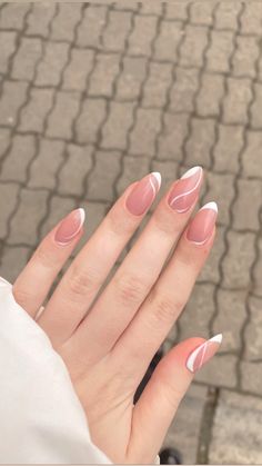 Classy Looking Nails, Nail Colour With Black Dress, Minimal Almond Nails, Neutral Bridesmaid Nails Almond, White French Tip Nails Almond Abstract, Classy Acrylic Nails