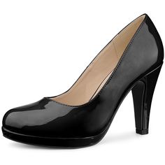 PRICES MAY VARY. [ Material ]: 3 colors: Black , Red, Nude Faux Leather Upper; Faux Leather Sole; ABS Heel [ Heel Height ]: 3.9'' (approx 10cm) [ FEATURES ]: round toe; pumps shoes; stiletto high heel; Platform; cut out design; lightly padded [ Good for Various Occasion ]: Whether a party, work, date, wedding, cocktail party, nightclub, homecoming, ocean, travel, or another special occasion, you can pair this shoes with dresses, T-shirts, jeans, shorts, or anything casual or formal [ Match ]: Yo Black Patent Leather Pumps, Leather Loafer Shoes, Casual Dress Shoes, Platform Stilettos, Mary Jane Pumps, Mary Jane Heels, Stiletto Pumps, Strap Design, High Heels Stilettos