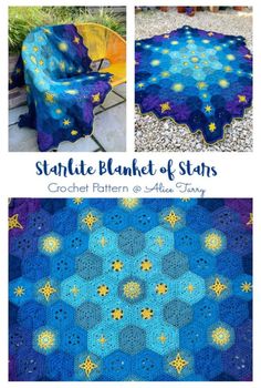 Starlite Blanket of Stars Crochet Pattern #crochet Uncinetto Zig Zag, Coaster Patterns, Haken Baby, Cup Coaster, Fun Crochet Projects, Diy Crochet Projects, Crochet Blankets