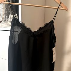 Beautiful Black Camisole From Zara With Faint In The Fabric. Size Medium Nwt Black Sleeveless Camisole With Adjustable Straps, Party Cami Tank Top With Lace Trim, Chic Sleeveless Camisole With Lace Trim, Black Sleeveless Camisole With Delicate Straps, Chic Sleeveless Lace Trim Camisole, Chic Lace Trim Sleeveless Camisole, Lace Trim Tank Top For Party, Chic Lace-trim Sleeveless Camisole, Chic Cami Tank Top With Lace Trim