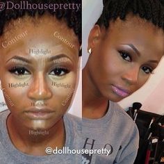 Basic Contour, Melanin Makeup, Highlight Makeup, Different Face Shapes, Face Beat, Beauty Make-up, Black Women Makeup, Large Pores, Makeup Swatches