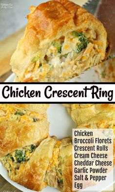 chicken crescent ring recipe with broccoli florets and cream cheese