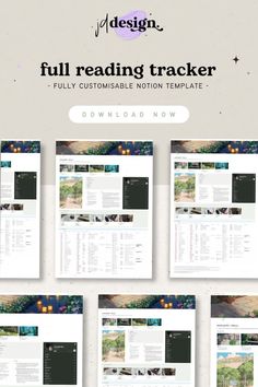 the full reading trackerr is displayed in four different screens, including one for each page